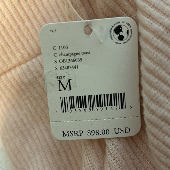NWT Free People Cozy With You Surplice Pullover sweater. Light peach, size Med. - Picture 5 of 8